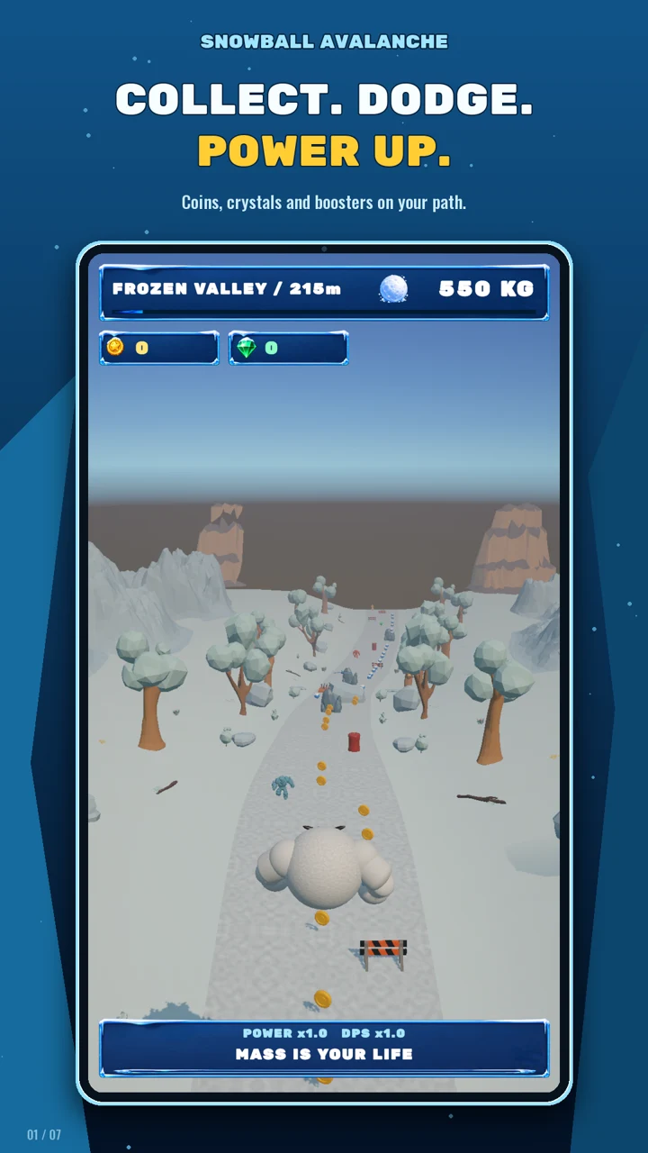 Collect coins, crystals and boosters in the Frozen Valley